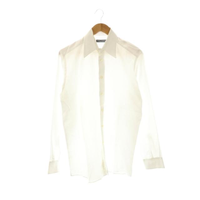 【中古】ドルチェ&ガッバーナ ドルガバ DOLCE&GABBANA L/Sドレスシャツ スタンドカラー 長袖 白 ホワイト