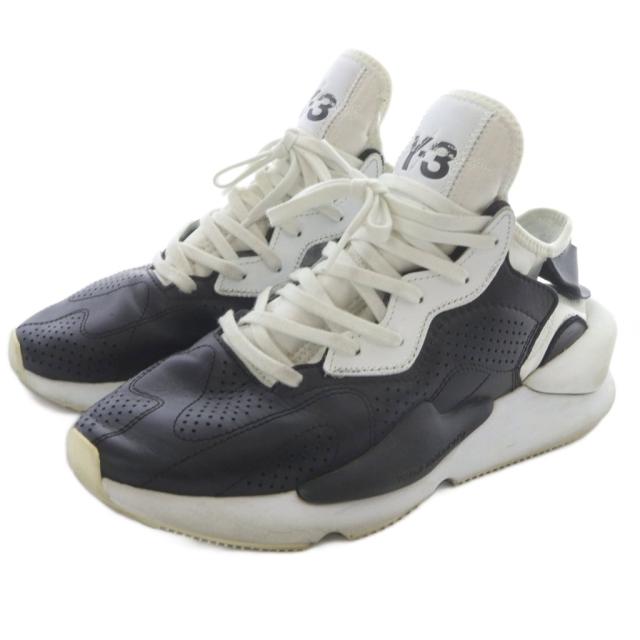 【中古】ワイスリー Y-3 KAIWA レザー スニーカー ハイカット 26.5cm 白 ホワイト 黒 EH1398 /SR ■AD メンズ