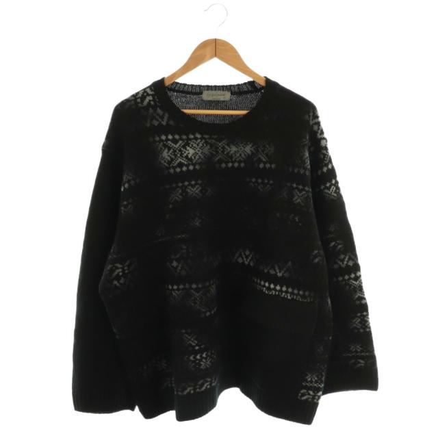 【中古】ヨウジヤマモトプールオム 22AW フロントポケットニット セーター ウール 3 ブラック マルチカラー