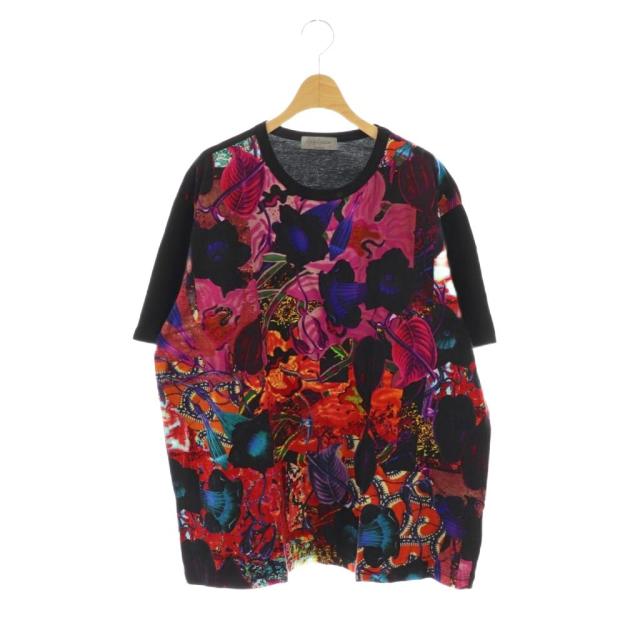 【中古】ヨウジヤマモトプールオム 23SS パッチワークTシャツ カットソー 半袖 3 ブラック マルチカラー