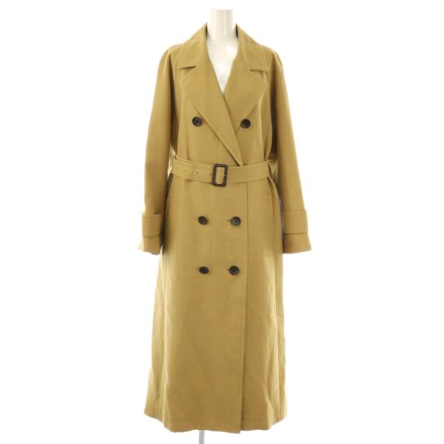 【中古】ダイアグラム グレースコンチネンタル 24AW ロングコート スプリングコート ダブル 38 カーキベージュ /ES