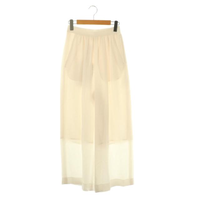 【中古】エムダブリュー MW バックサテン ギャザー パンツ ワイド 36 オフホワイト /HK ■OS レディース
