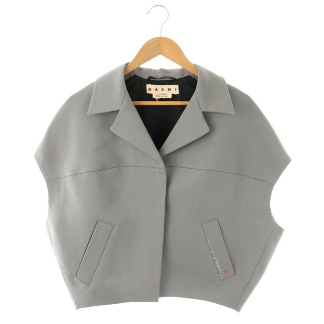 【中古】マルニ MARNI 24SS ラウンドスリーブレスジャケット 40 グレー JKMA0300SU /DO ■OS レディース
