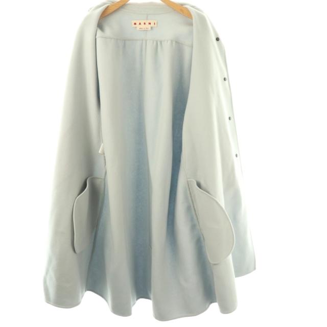 【中古】マルニ MARNI ステンカラーコート アウター ウール カシミヤ混 36 水色 /NR ■OS レディース 中古】マルニ MARNI ステンカラーコート アウター ウール カシミヤ混