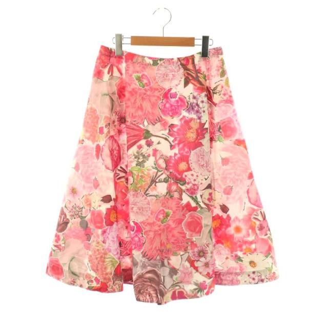 【中古】マルニ MARNI 24SS ペインティングフラワープリントスカート フレア 40 ピンク マルチカラー GOMA0527A0