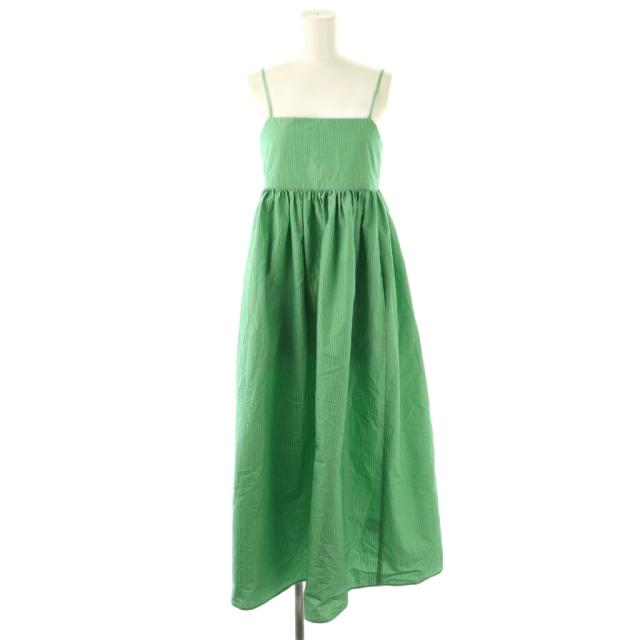 【中古】ヨリ yori 24SS キャミストライプワンピース ロング 34 ライトグリーン ホワイト /DO ■OS レディース