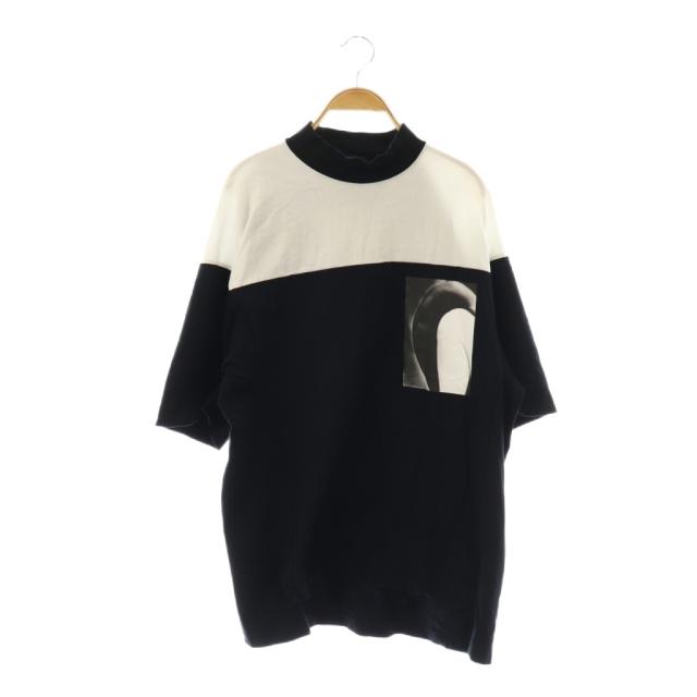 【中古】オールモストブラック COLOR BLOCK BIG PRINT TEE WHITE 半袖Tシャツ カットソー モックネック 2 ブラック