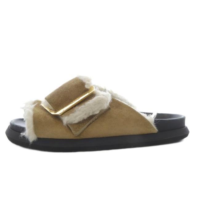 【中古】サカイ sacai サンダル フラット ファー ベルトモチーフ スエード 43 ブラウン /YO27 ■SH メンズ