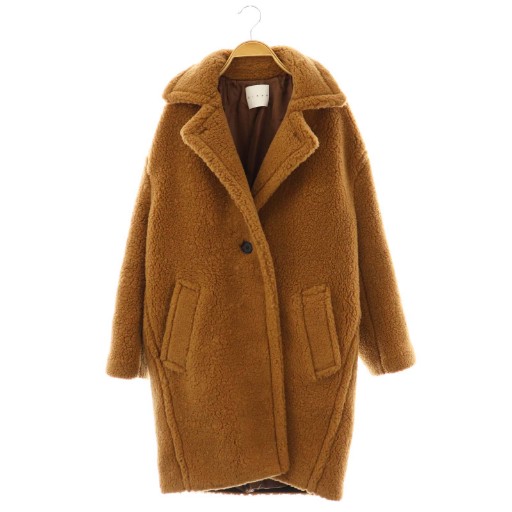 【中古】チノ CINOH BOA COAT ボア コクーンコート ロング 36 ブラウン /HK ■OS レディース