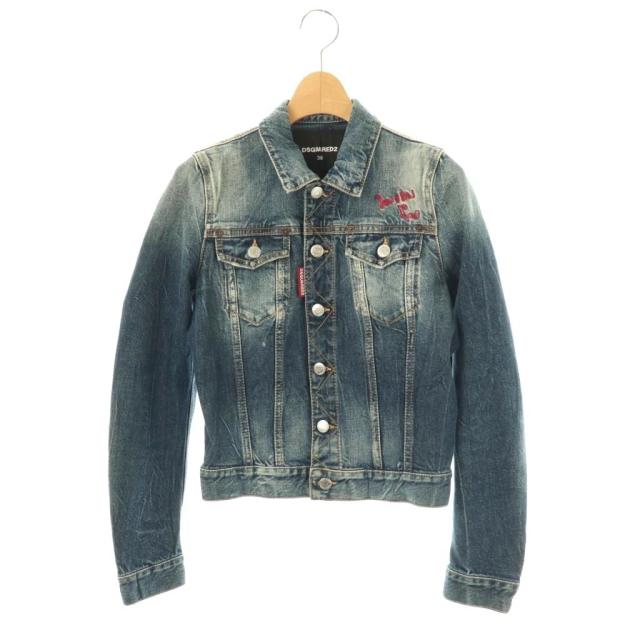 【中古】ディースクエアード DSQUARED2 刺繍 デニムジャケット Gジャン ジージャン S75AM0728 38 ブルー /ES ■OS
