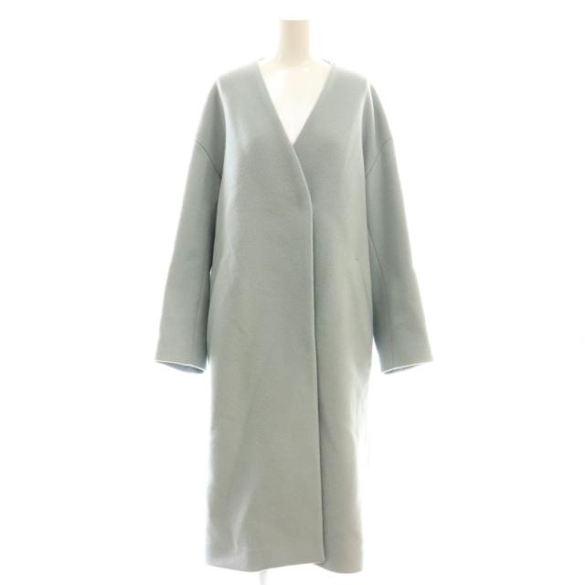 【中古】イエナ IENA MANTECO ノーカラーコート アウター 36 ライトブルー 水色 /CX ■OS レディース