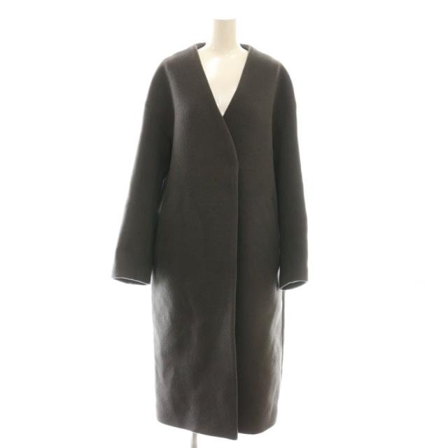 【中古】イエナ IENA MANTECO ノーカラーコート アウター 36 チャコールグレー 総裏地 /CX ■OS レディース