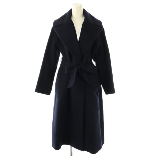 【中古】グレースクラス GRACE Class ウールリバーコート ビッグカラーコート アウター 36 ネイビー レディース