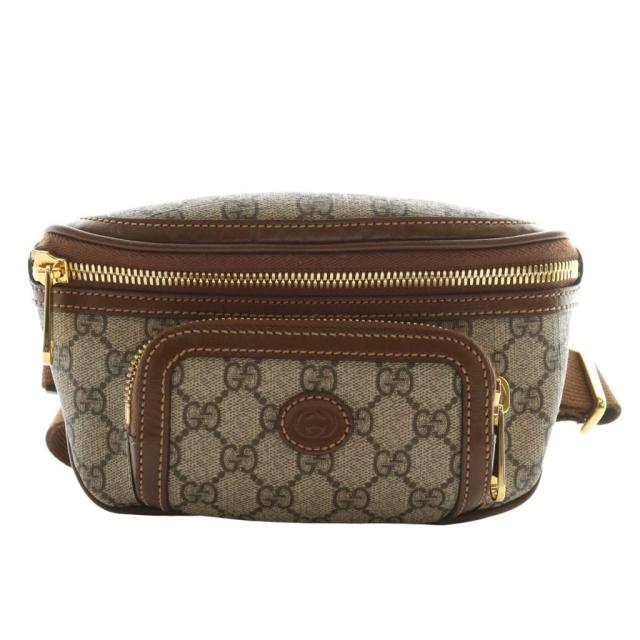 【中古】グッチ GUCCI ウエストバッグ ボディバッグ GGスプリーム インターロッキングG 茶 ブラウン ベージュ
