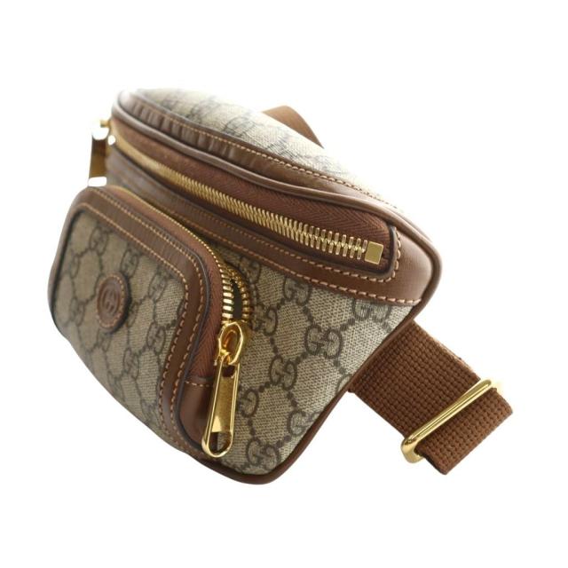 【中古】グッチ GUCCI ウエストバッグ ボディバッグ GGスプリーム インターロッキングG 茶 ブラウン ベージュ 中古】グッチ GUCCI ウエストバッグ ボディバッグ GGスプリーム