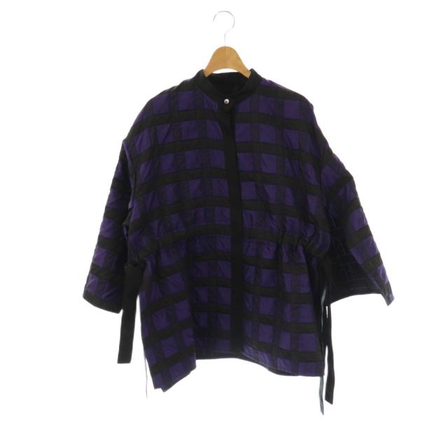 【中古】ル フィル LE PHIL 24AW チェックジャガードブラウス オーバーサイズ F パープル ブラック レディース