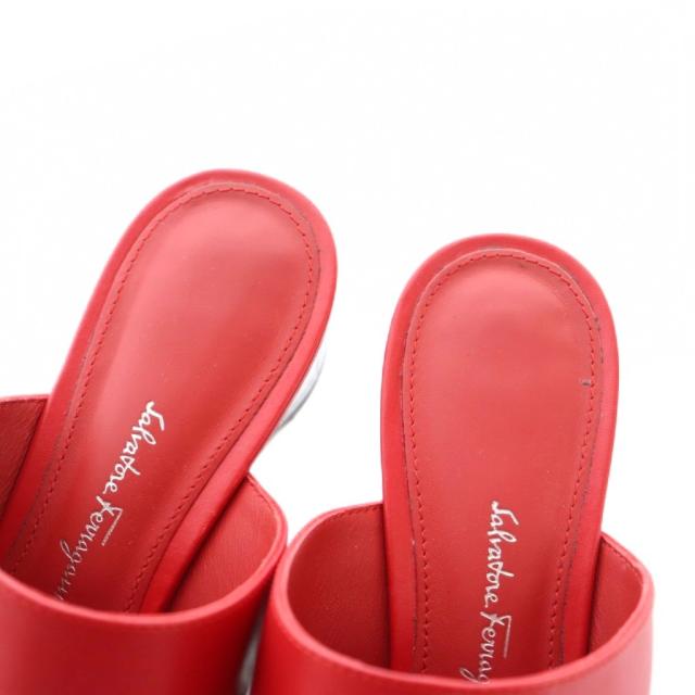 【中古】サルヴァトーレフェラガモ ミュール サンダル ミラーヒール レザー 5.5 23.0cm 赤 レッド ■OS レディース