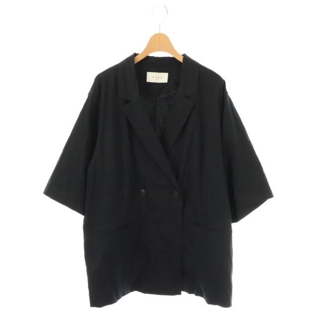 【中古】エトレトウキョウ ETRE TOKYO 25SS コットンリネンハーフスリーブジャケット テーラード 七分袖 M ネイビー