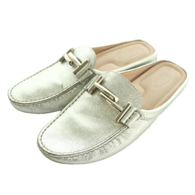 【中古】トッズ TOD'S ミュール ドライビングシューズ スリッポン 36 銀色 シルバーカラー /SS ■OS レディース