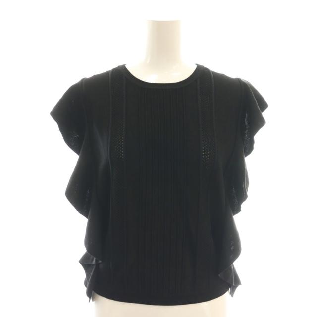 【中古】アナイ ANAYI 25AW ビラテラールラッフル プルオーバー ニット カットソー 38 黒 ブラック /CX ■OS ■SH