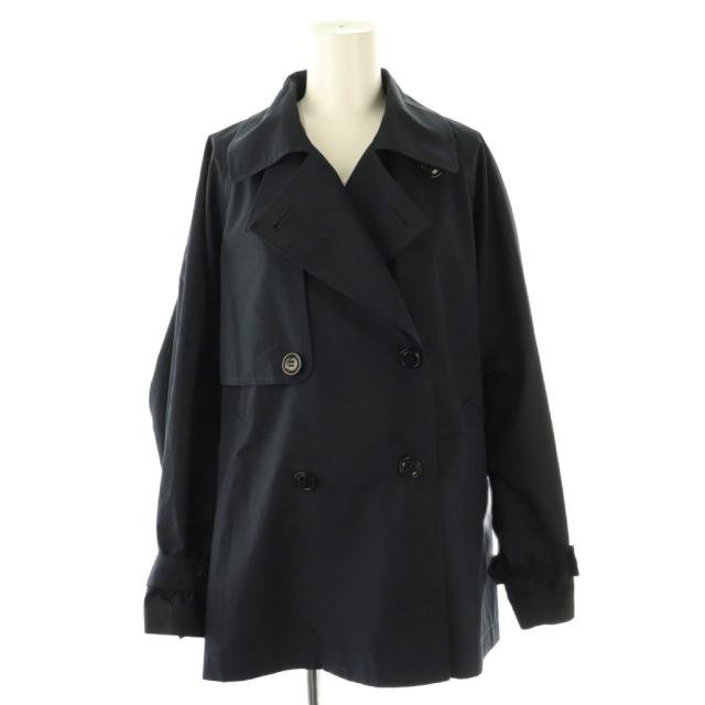 【中古】イエナ IENA Peポプリンオーバーショートコート ダブル 36 ネイビー /HK ■OS レディース