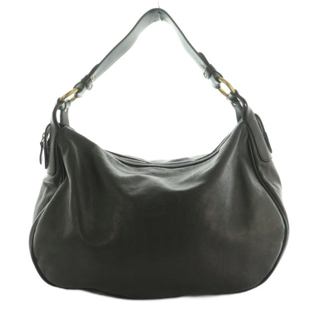 【中古】イルビゾンテ IL BISONTE ワンショルダーバッグ トート 肩がけ レザー 黒 ブラック /SS ■OS  レディース
