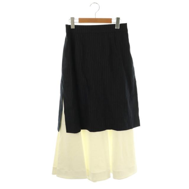 【中古】アドーア ADORE 23SS バイオ麻スカート ロング フレア ストライプ 38 濃紺 白 /NR ■OS レディース