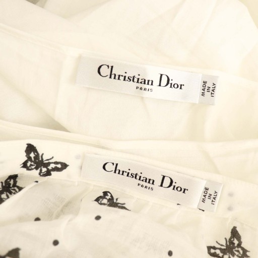 【中古】クリスチャンディオール Christian Dior バタフライドット コットン ロングスカート フレア 34 白 黒_6