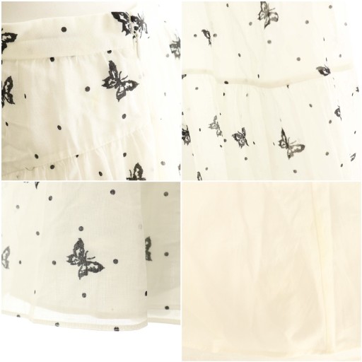 【中古】クリスチャンディオール Christian Dior バタフライドット コットン ロングスカート フレア 34 白 黒_7