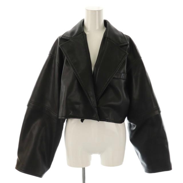 【中古】アメリヴィンテージ 23SS 2WAY FAKE LEATHER SHORT JACKET レザージャケット ショート 総裏地 F ブラック