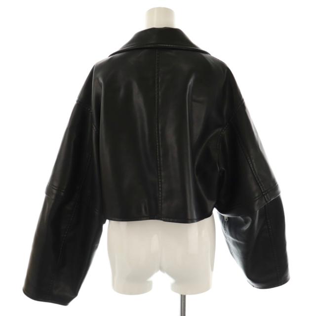 Ameri vintage ブラック ショート丈 レザージャケット 新品未使用 中古】アメリヴィンテージ 23SS 2WAY FAKE LEATHER SHORT JACKET