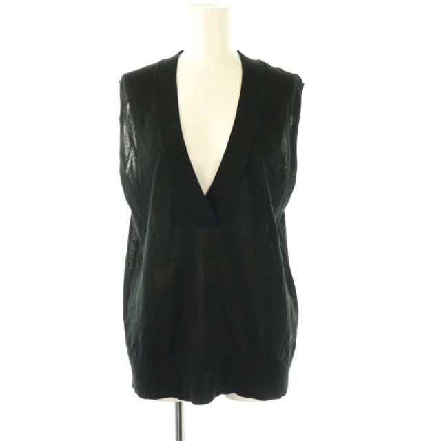 【中古】ミューズ ドゥーズィエム クラス MUSE de Deuxieme Classe 25AW shake code Vネック ベスト ニット ブラック