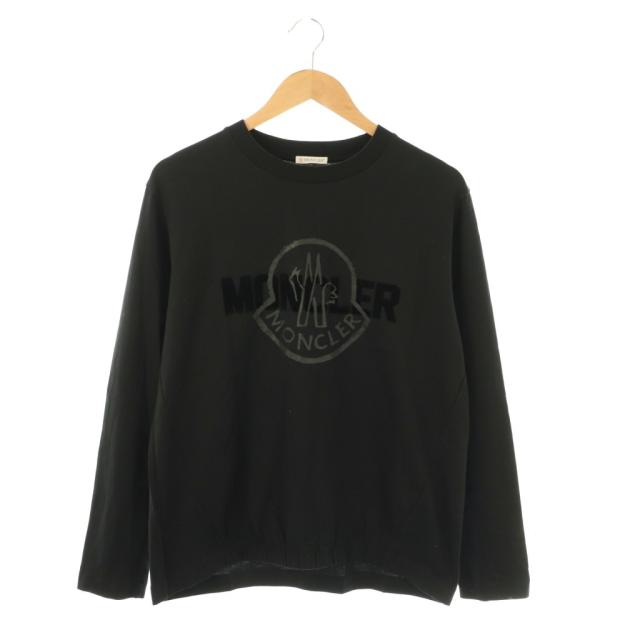 【中古】モンクレール MONCLER ロゴプリントTシャツ カットソー 長袖 M ブラック H20938D00005 /HK ■OS レディース
