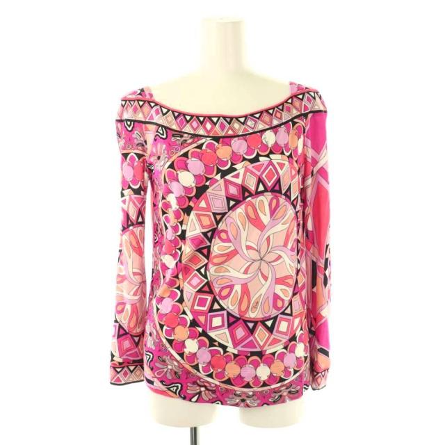 【中古】エミリオプッチ EMILIO PUCCI プッチ柄ロングスリーブトップス カットソー I38 ピンク マルチカラー /CX ■OS