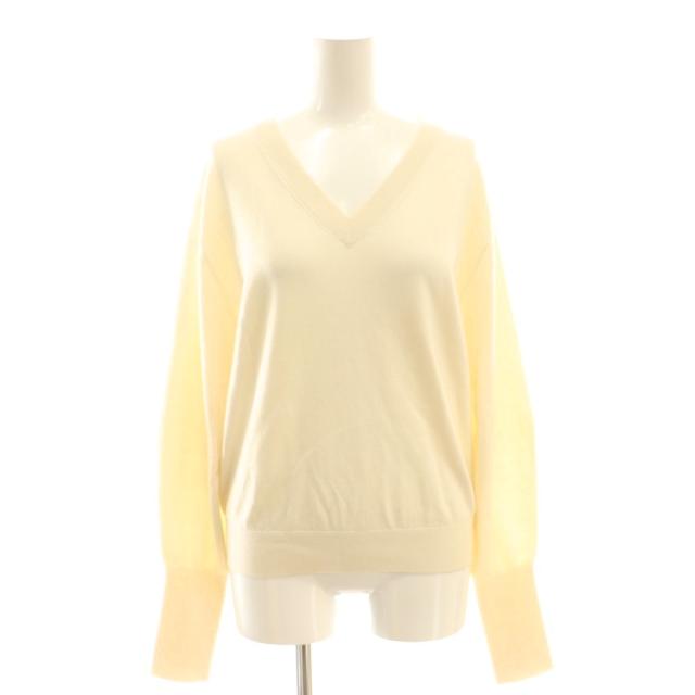 【中古】キャバン CABaN 25AW コットンカシミヤ ストレット Vネック プルオーバー ニット セーター F アイボリー