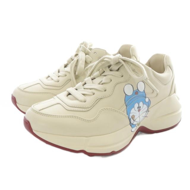 【中古】グッチ GUCCI ドラえもん ライトンレザー スニーカー 35 ベージュ 655037 /SR レディース_1