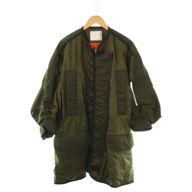【中古】サカイ sacai 22-06066 Quilted Blouson ブルゾン ジャケット ジップアップ ロング ノーカラー 4 カーキ