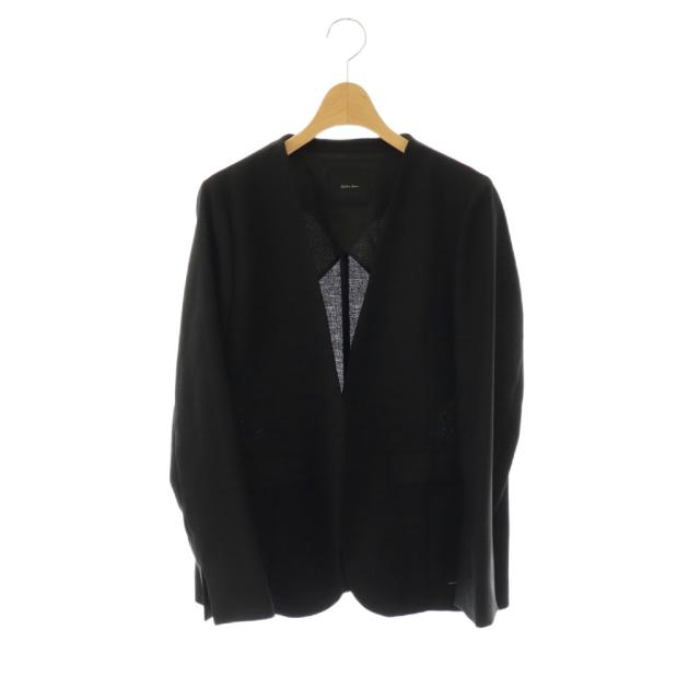 【中古】スピック&スパン Spick&Span 25SS ドライクロスハーフスリーブジャケット ノーカラー 38 ブラック /HK ■OS