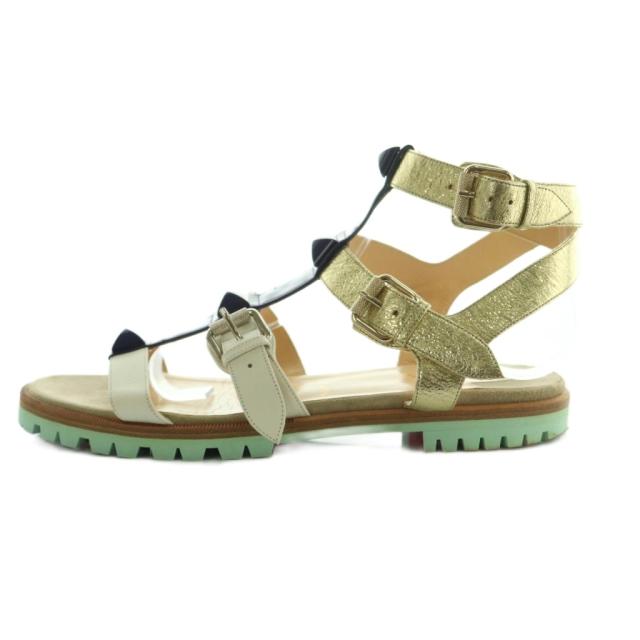 【中古】クリスチャンルブタン ロックンバックルサンダル スタッズ グラディエーター 38 25.0cm マルチカラー