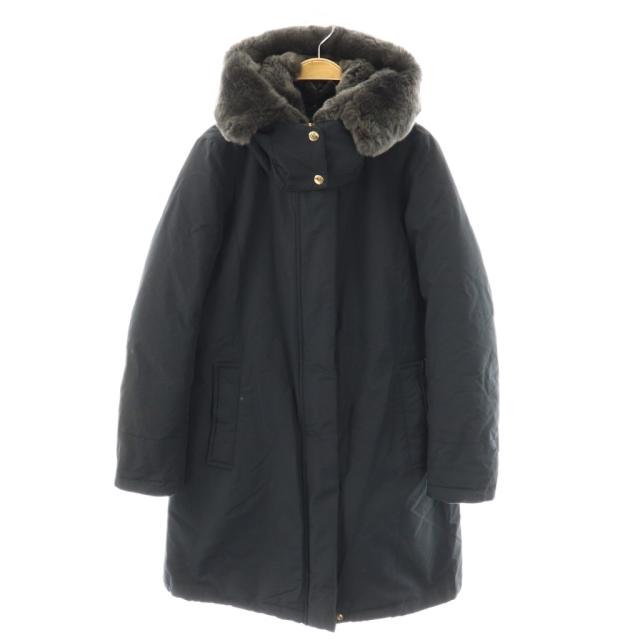 【中古】ウールリッチ ボアダウンジャケット アウター フード ジップアップ XS ブラック /DO ■OS レディース