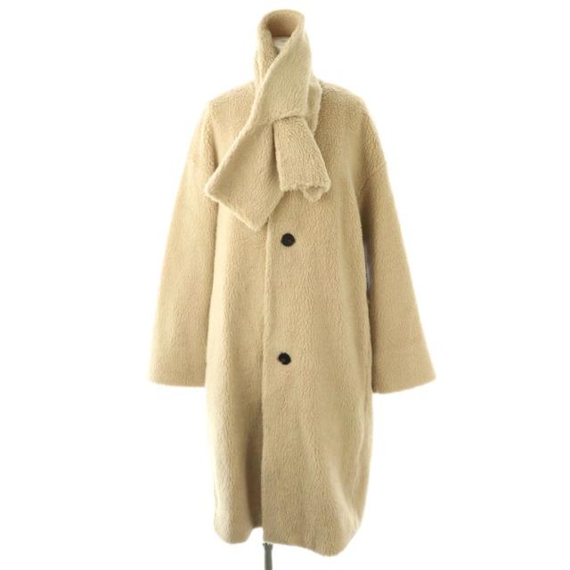 【中古】ギャルリーヴィー トゥモローランド ボアストールウールボアコート ノーカラーコート 36 ベージュ