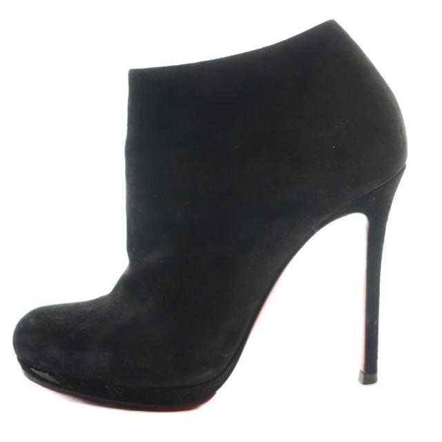 【中古】クリスチャンルブタン ベラ トップ BELLA TOP 100 ショートブーツ スエード 37 黒 ブラック