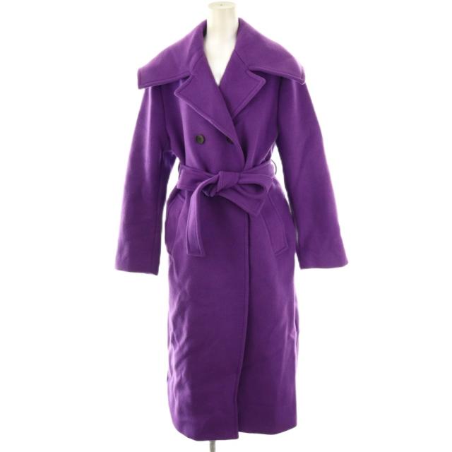 【中古】ノーブル ダブルビーバービッグカラーコート アウター ロング 総裏地 38 パープル /DO ■OS レディース