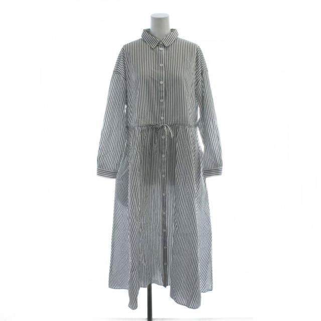 【中古】トゥービーバイアニエスベー 24SS ストライプワンピース 38 白 ホワイト 黒 ブラック /AB ■OS レディース