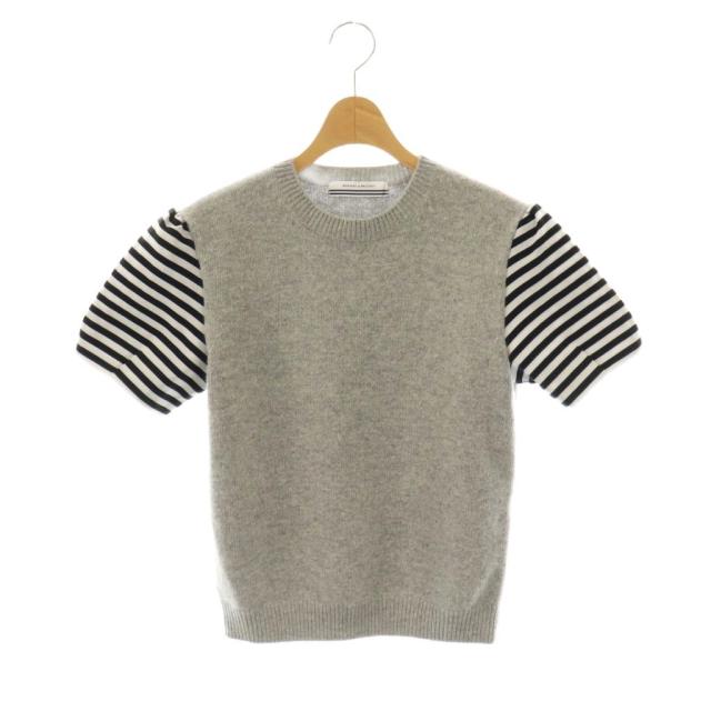 【中古】ボーダーズアットバルコニー 24AW セーター ニット 半袖 ボーダー 36 グレー 黒 白 BD2421-1C-30