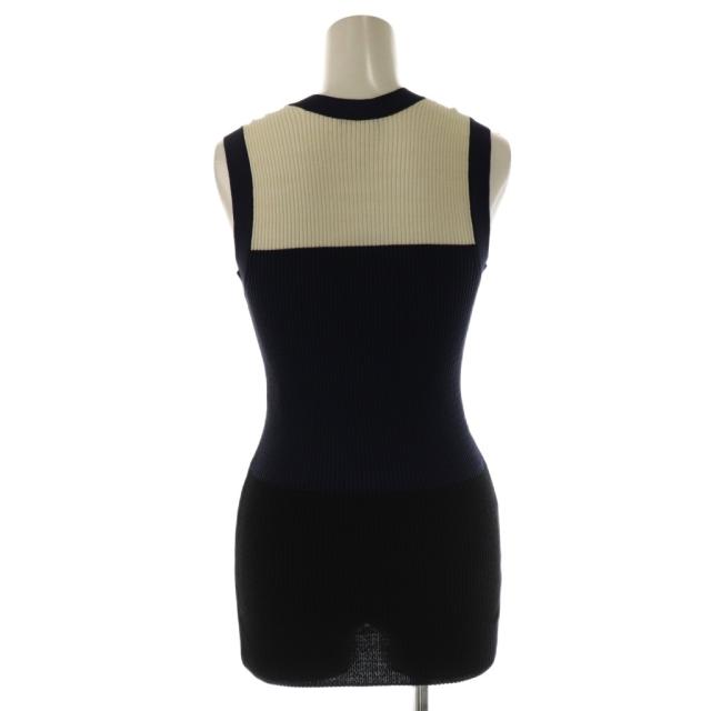 【中古】シャネル CHANEL P40691K02967 ロゴニットタンクトップ カットソー ノースリーブ 38 白 紺 黒 ベージュ_1