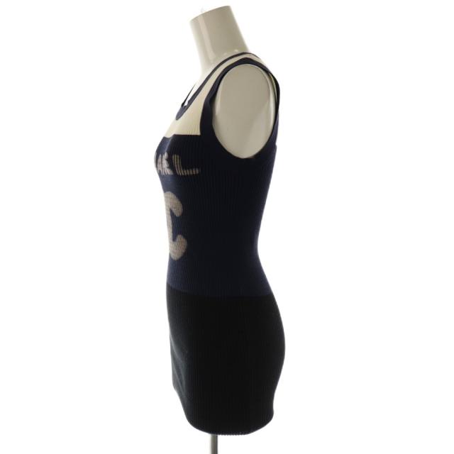 【中古】シャネル CHANEL P40691K02967 ロゴニットタンクトップ カットソー ノースリーブ 38 白 紺 黒 ベージュ_2