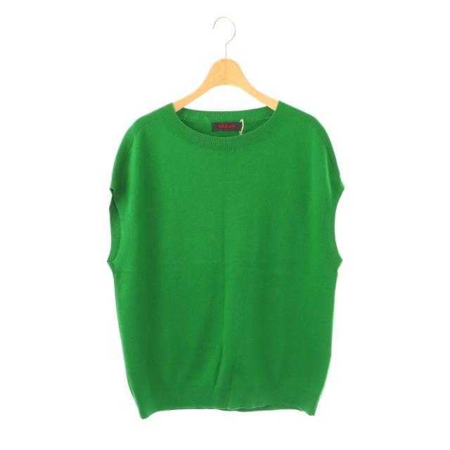 【中古】未使用品 キャバン CABaN コットンカシミヤ クルーネックベスト プルオーバー S グリーン レディース