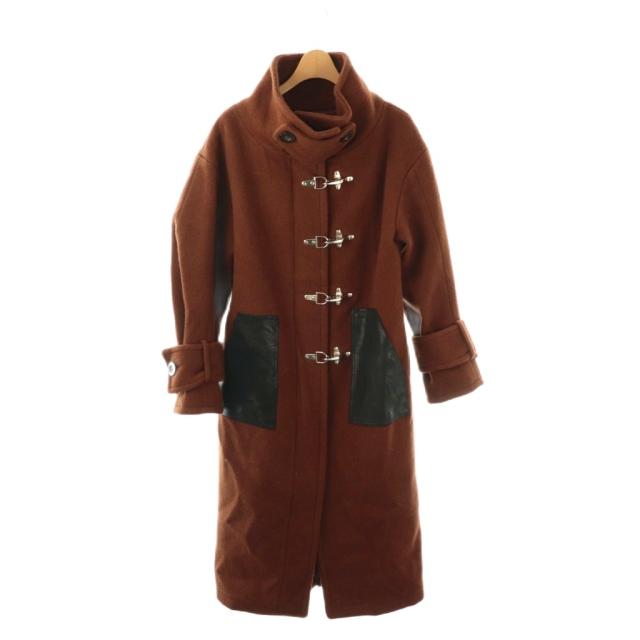 【中古】ラムシェ RUMCHE ウールメルトン ロングコート アウター F ブラウン /DF ■OS レディース