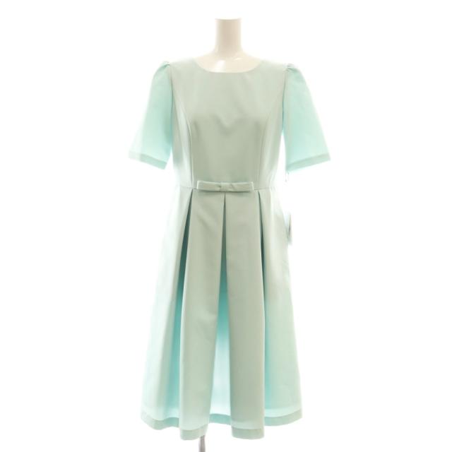 【中古】未使用品 エムズグレイシー M'S GRACY ウエストリボンタフタワンピース ひざ丈 36 ミント レディース